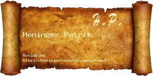 Heninger Patrik névjegykártya